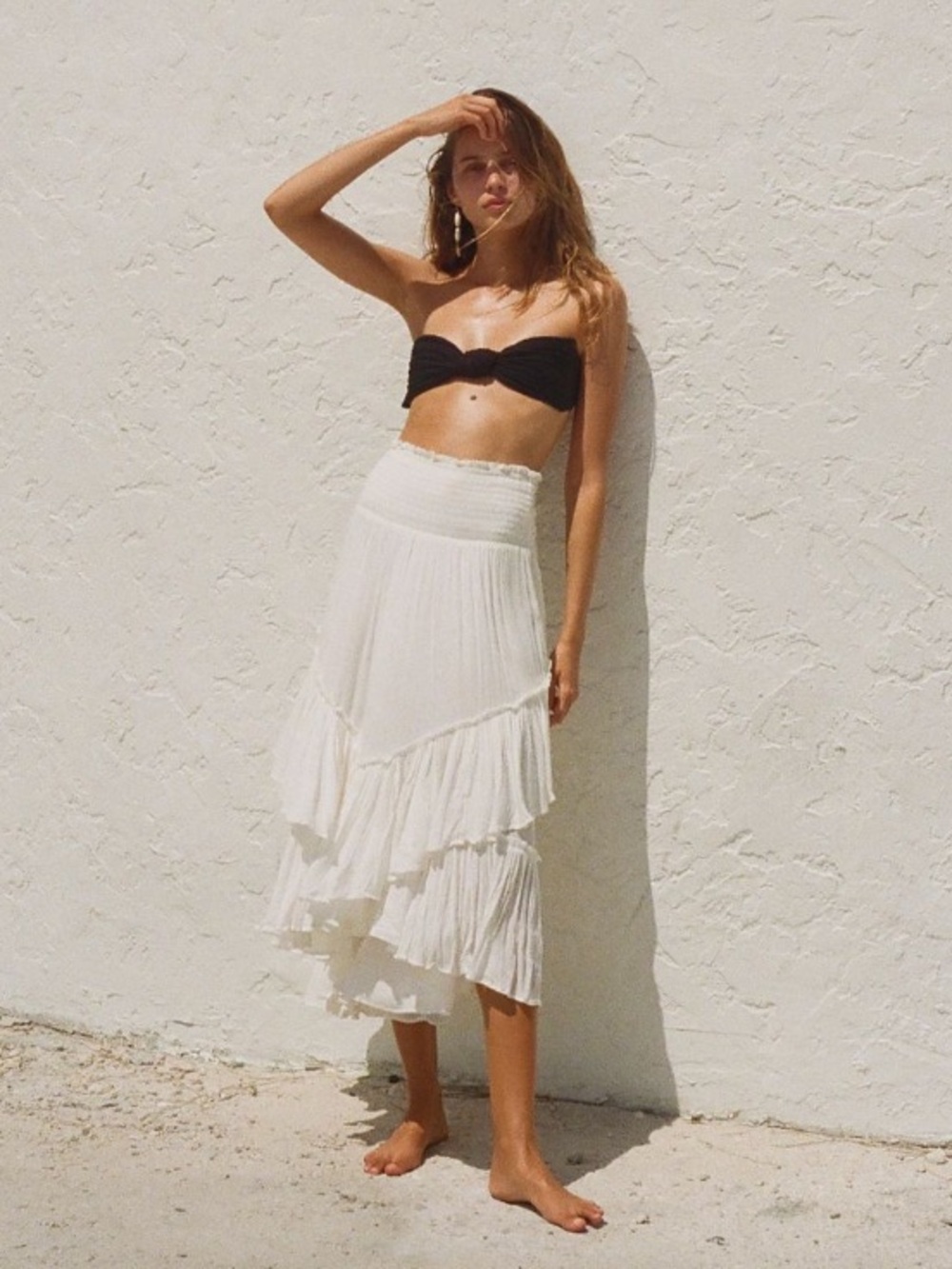 Free People Black Bandeau & White High-Low convertible skirt